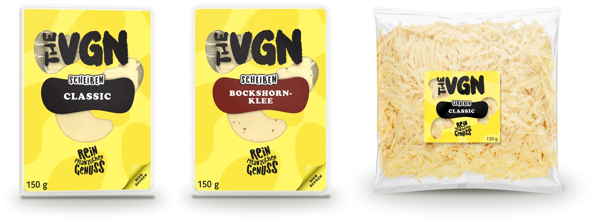 the VGN Sortiment: Scheiben Classic, Scheiben Bockshornklee und gerieben Classic